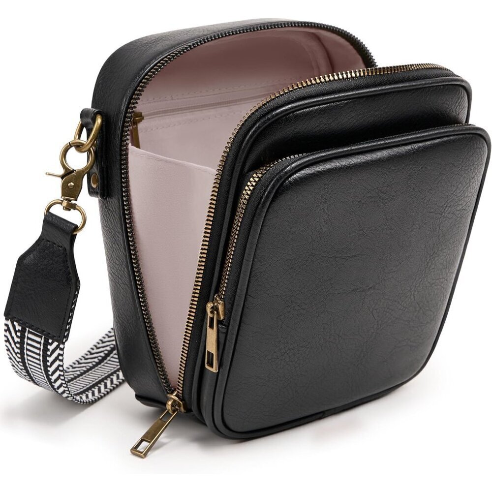 Small Vegan Leather Messenger Bag Crossbody with Card Slots for Women Men